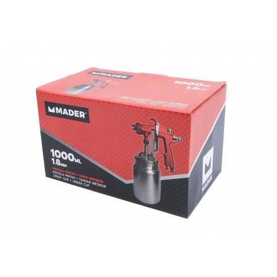 Pistola Pintar, Copo Inferior em Alumínio, 1000ml, 1.8mm refª 35062 MADER Pistola Pintar, Copo Inferior em Alumínio, 1000ml, 1.8mm refª 35062 MADER