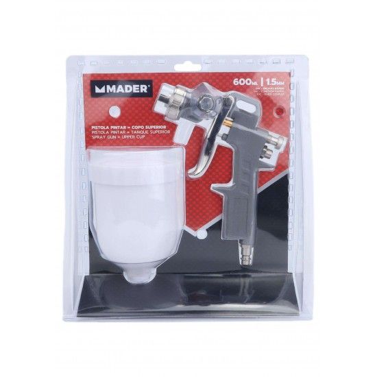 Pistola Pintar, com Copo Superior, 1.5mm, 600ml refª 35091 MADER Pistola Pintar, com Copo Superior, 1.5mm, 600ml refª 35091 MADER