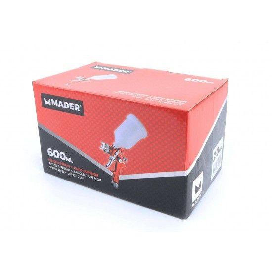 Pistola Pintar, com Copo Superior, 2mm, 600ml refª 34901 MADER Pistola Pintar, com Copo Superior, 2mm, 600ml refª 34901 MADER