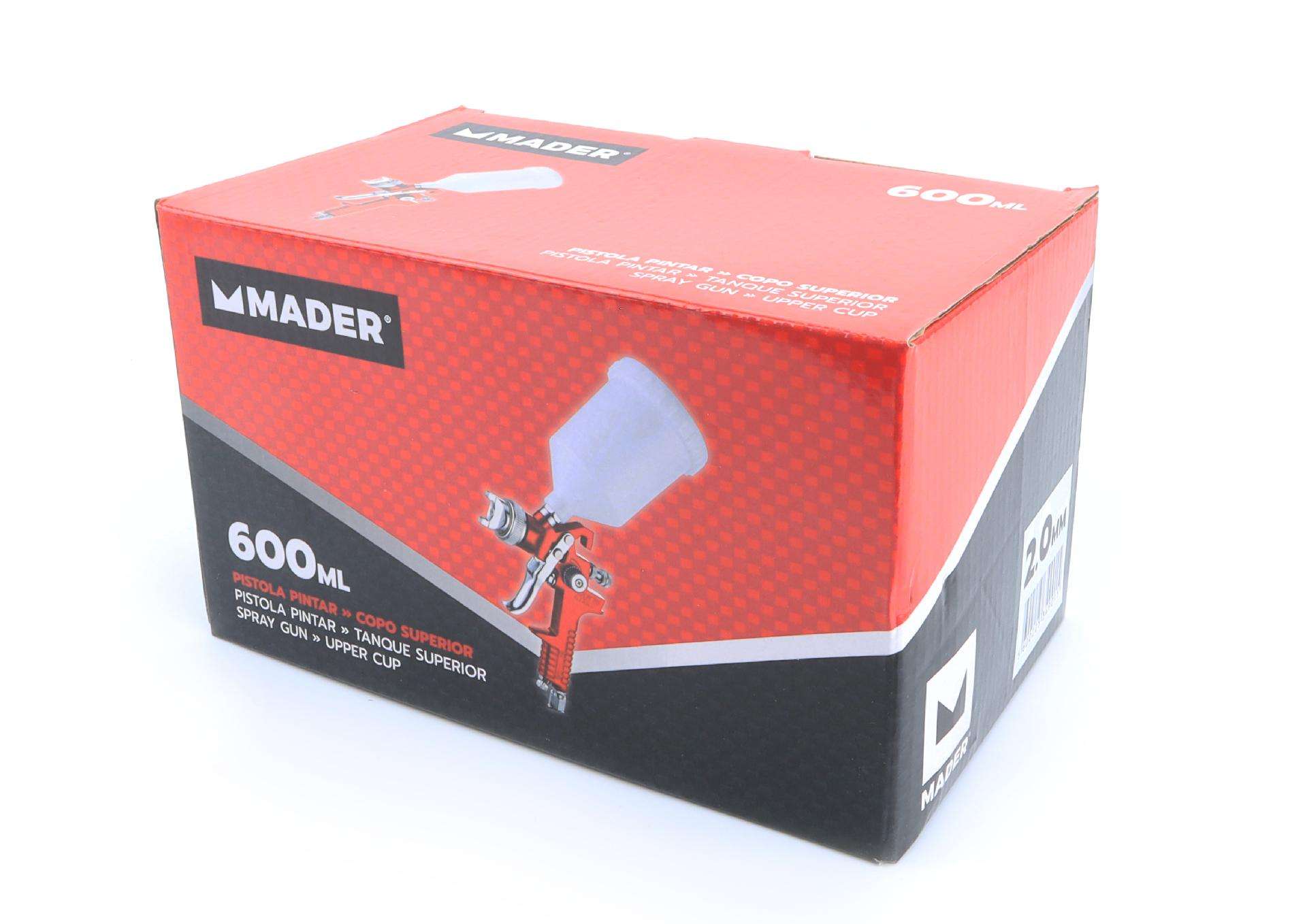 Pistola Pintar, com Copo Superior, 2mm, 600ml refª 34901 MADER