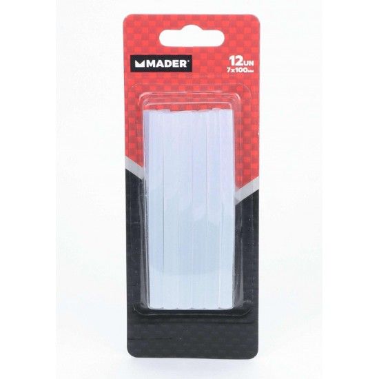 Recarga de Cola Termofusível, 7x100mm, 12Un refª 34029 MADER Recarga de Cola Termofusível, 7x100mm, 12Un refª 34029 MADER