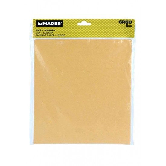 Lixa para Madeira, 230x280mm, GR60, 5Un ref� 31259 MADER