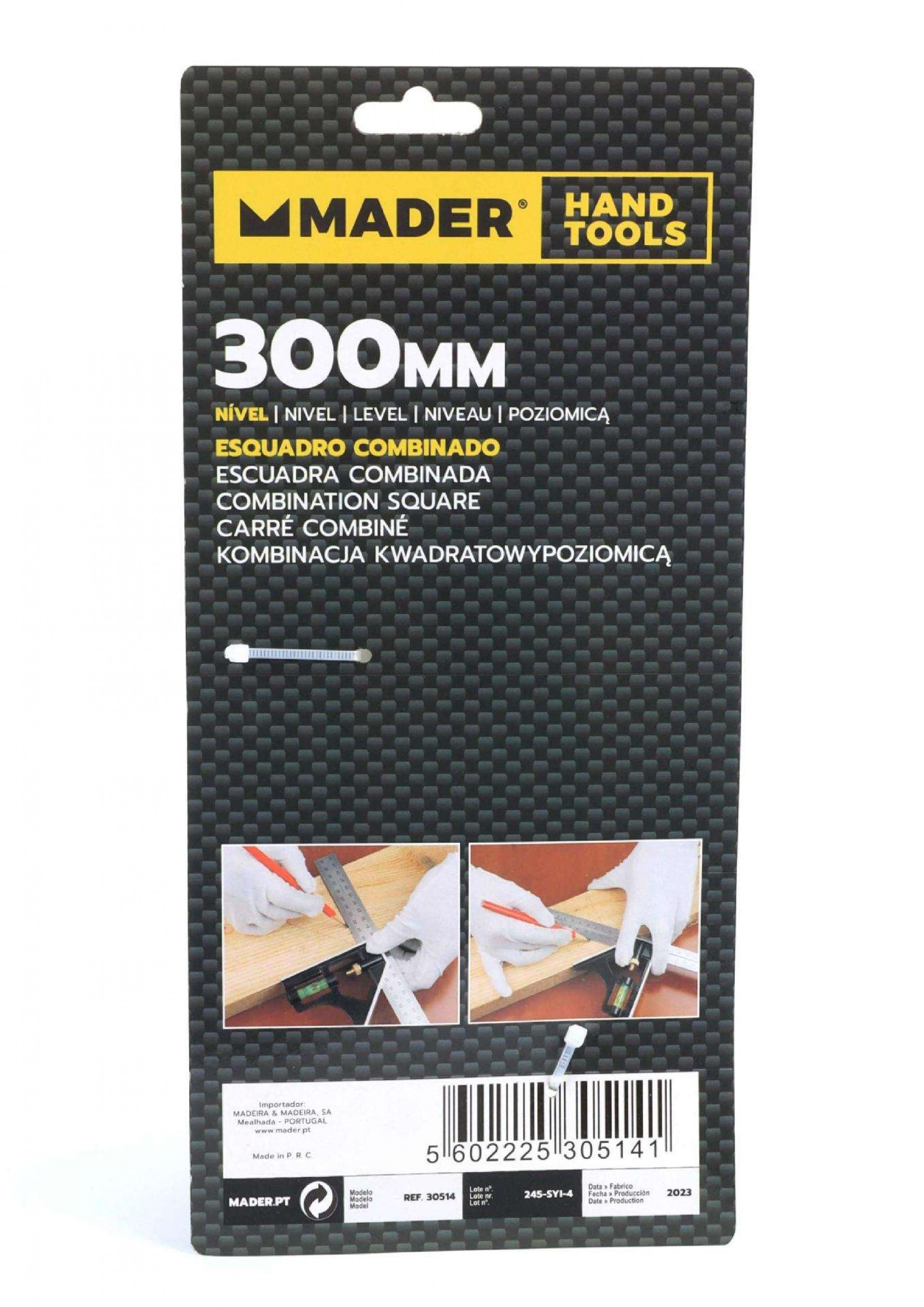 Esquadro Combinado, Nível, Graduado, 300mm refª 30514 MADER