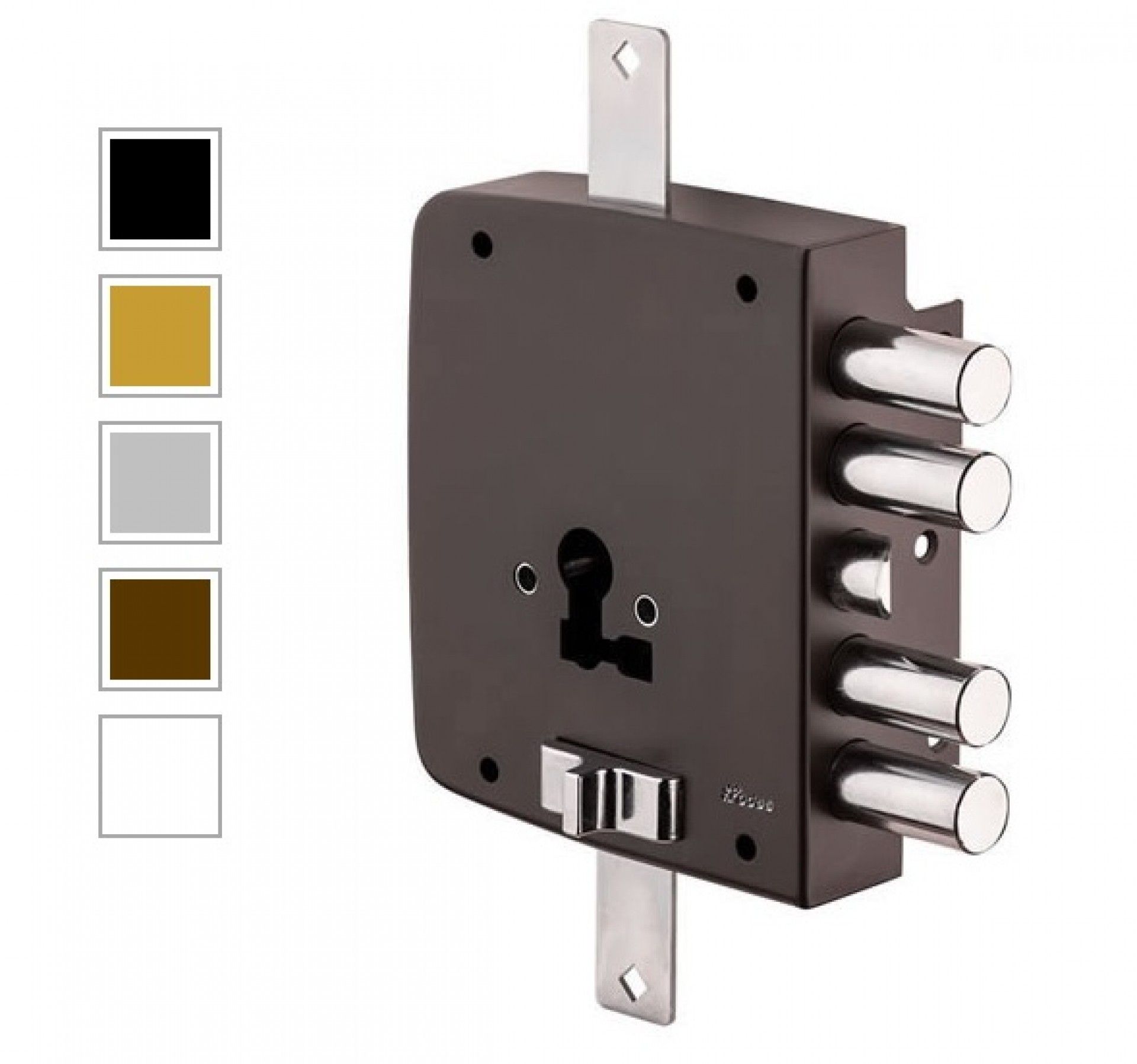 Fechadura c/fechos direita branca (p/cilindro) c/trancas refª 5070PE Rodes