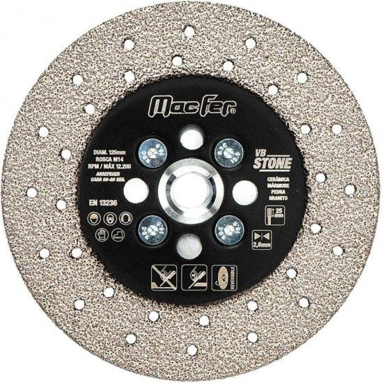 Disco diamantado VB-Stone 125mm com flange M14 ref 092.0178 MACFER