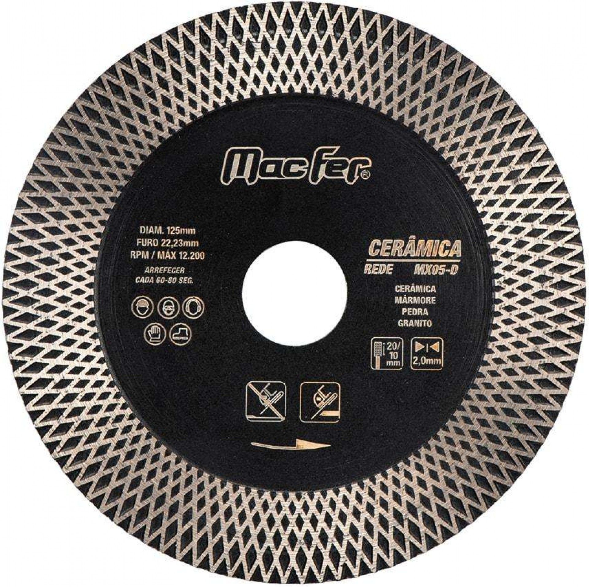 Disco diamantado Cerâmica Rede MX05-D 125mm x 10/20mm refª 092.0180 MACFER
