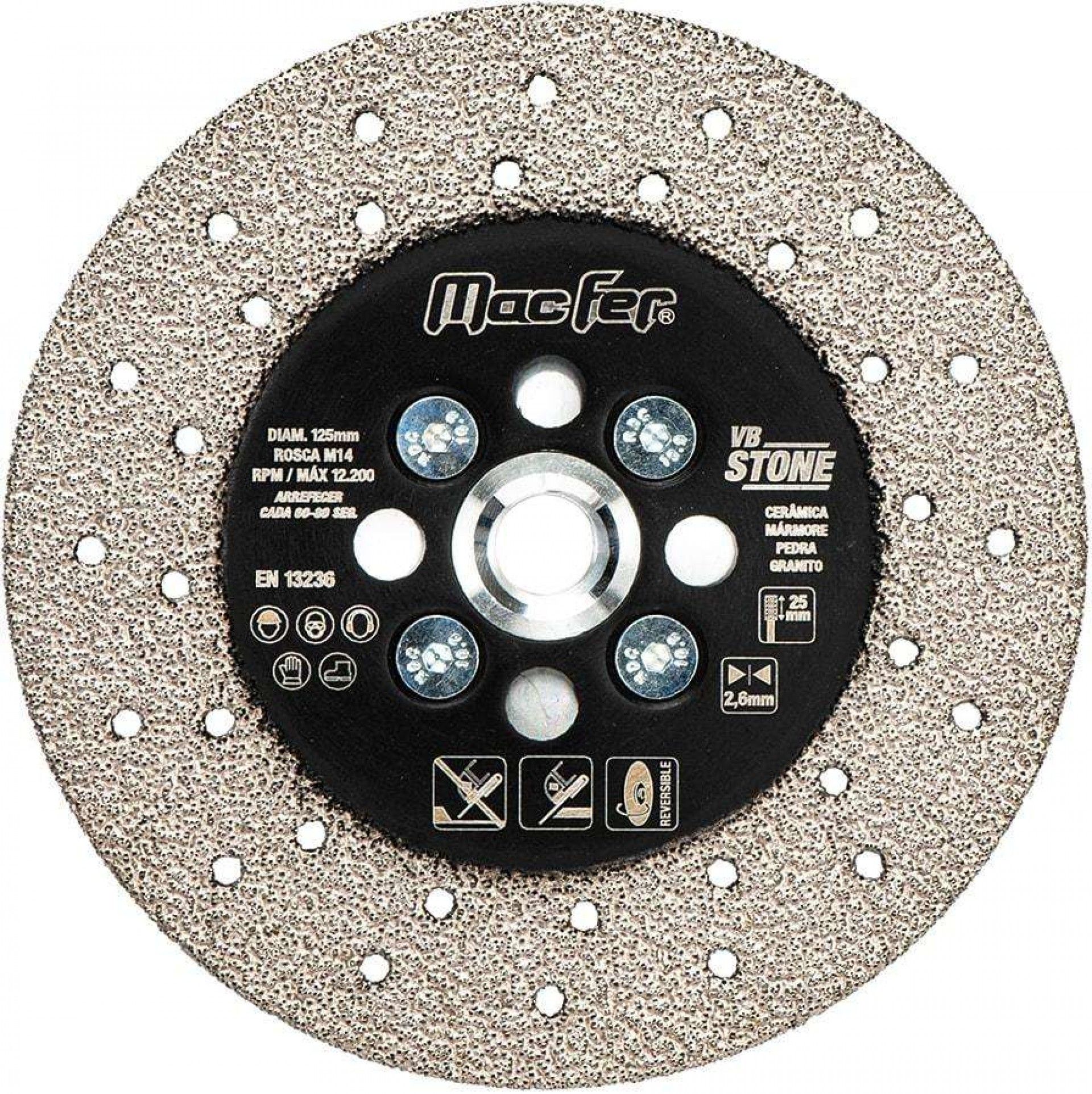 Disco diamantado VB-Stone 125mm com flange M14 refª 092.0178 MACFER