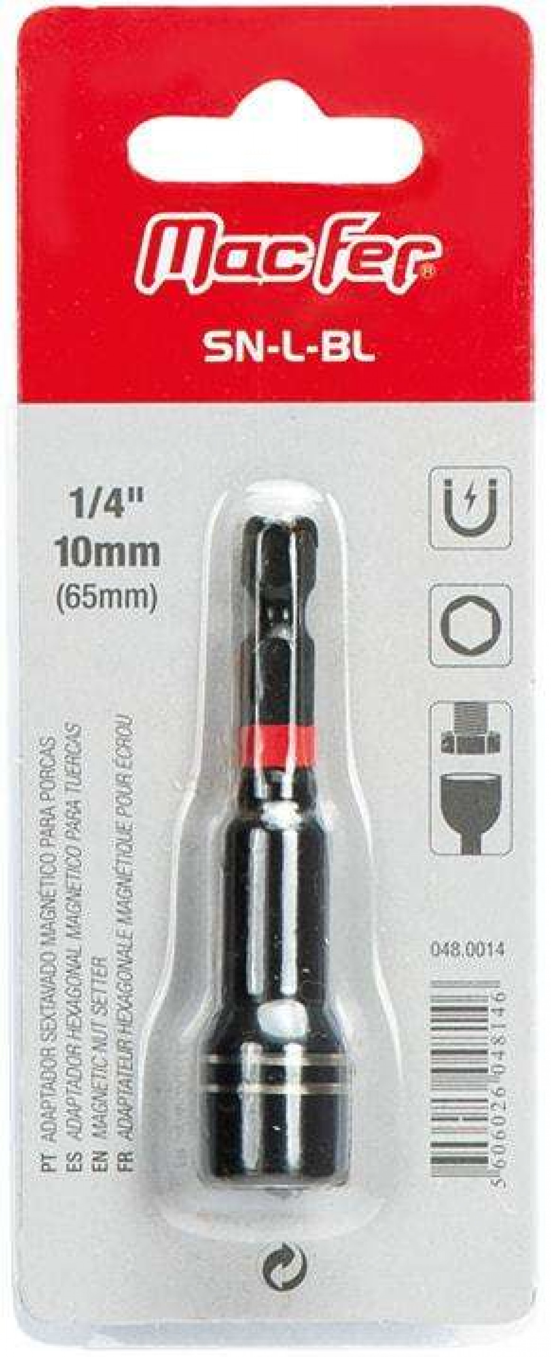 Adaptador sextavado magnético para porcas SN-L-BL ¼