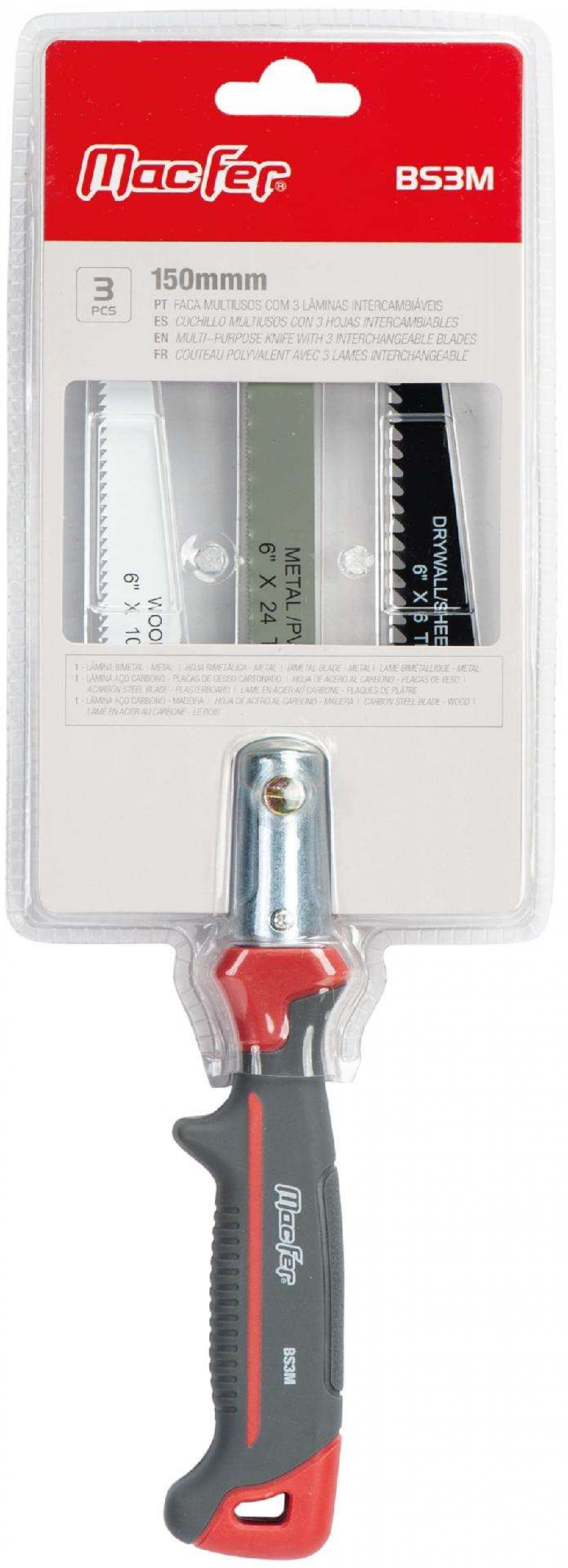 Faca multiusos com 3 lâminas intercambiáveis BS3M 150mm refª 022.0026 MACFER