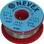 Solda  Estanho com cido, 2mm, 100g - NEVEX ref 99071 MADER