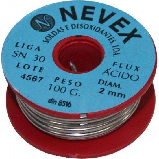 Solda  Estanho com cido, 2mm, 100g - NEVEX ref 99071 MADER