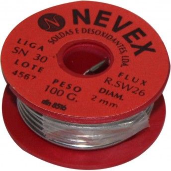 Solda  Estanho com Resina, 2mm, 100g - NEVEX ref 99072 MADER