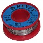 Solda » Estanho com Ácido, Ø2mm, 250g - NEVEX® refª 98066 MADER Solda » Estanho com Ácido, Ø2mm, 250g - NEVEX® refª 98066 MADER