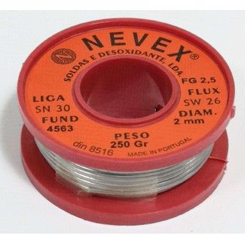 Solda  Estanho com Resina, 2mm, 250g - NEVEX ref 98067 MADER