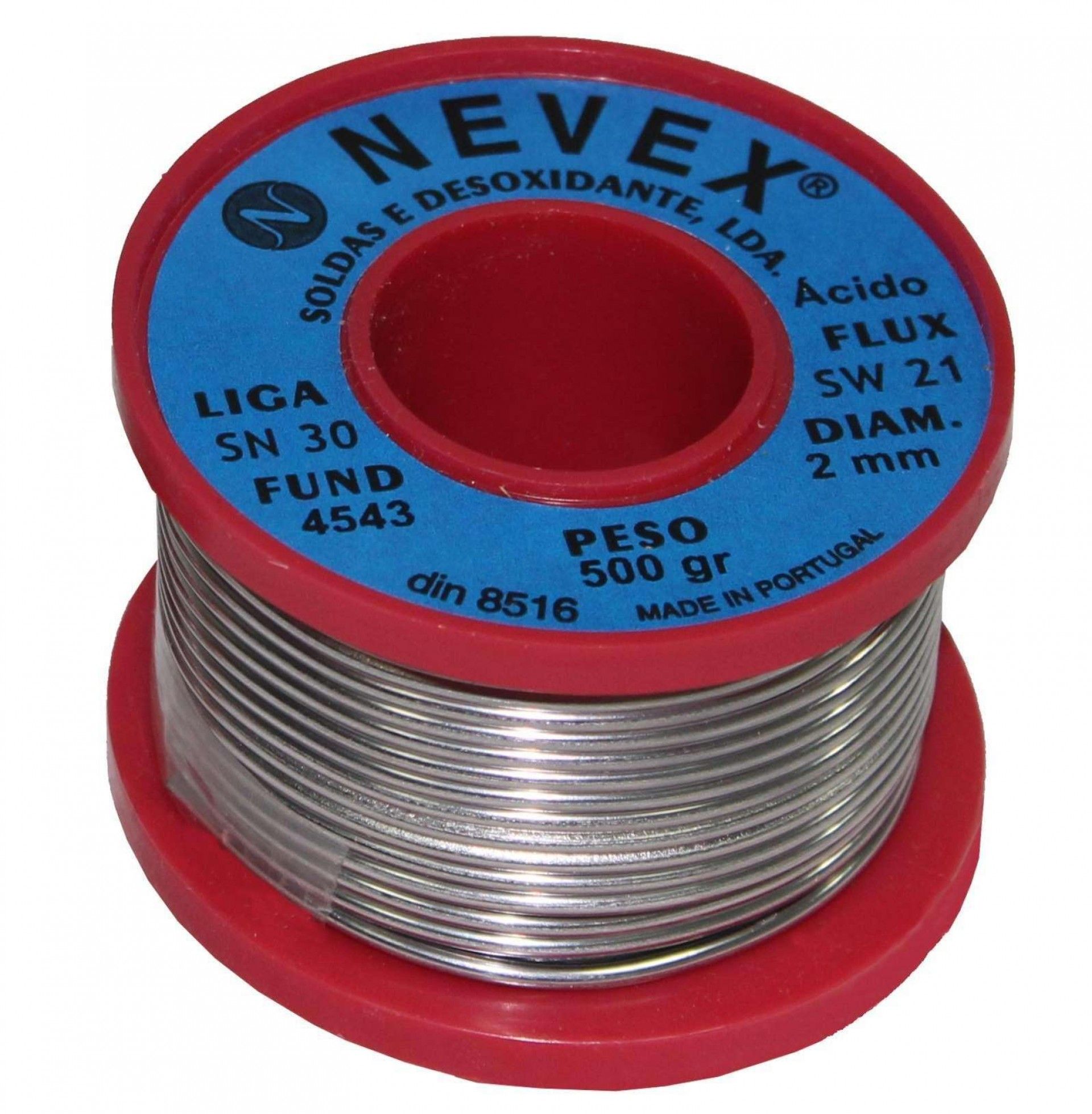 Solda » Estanho com Ácido, Ø2mm, 500g - NEVEX® refª 98068 MADER