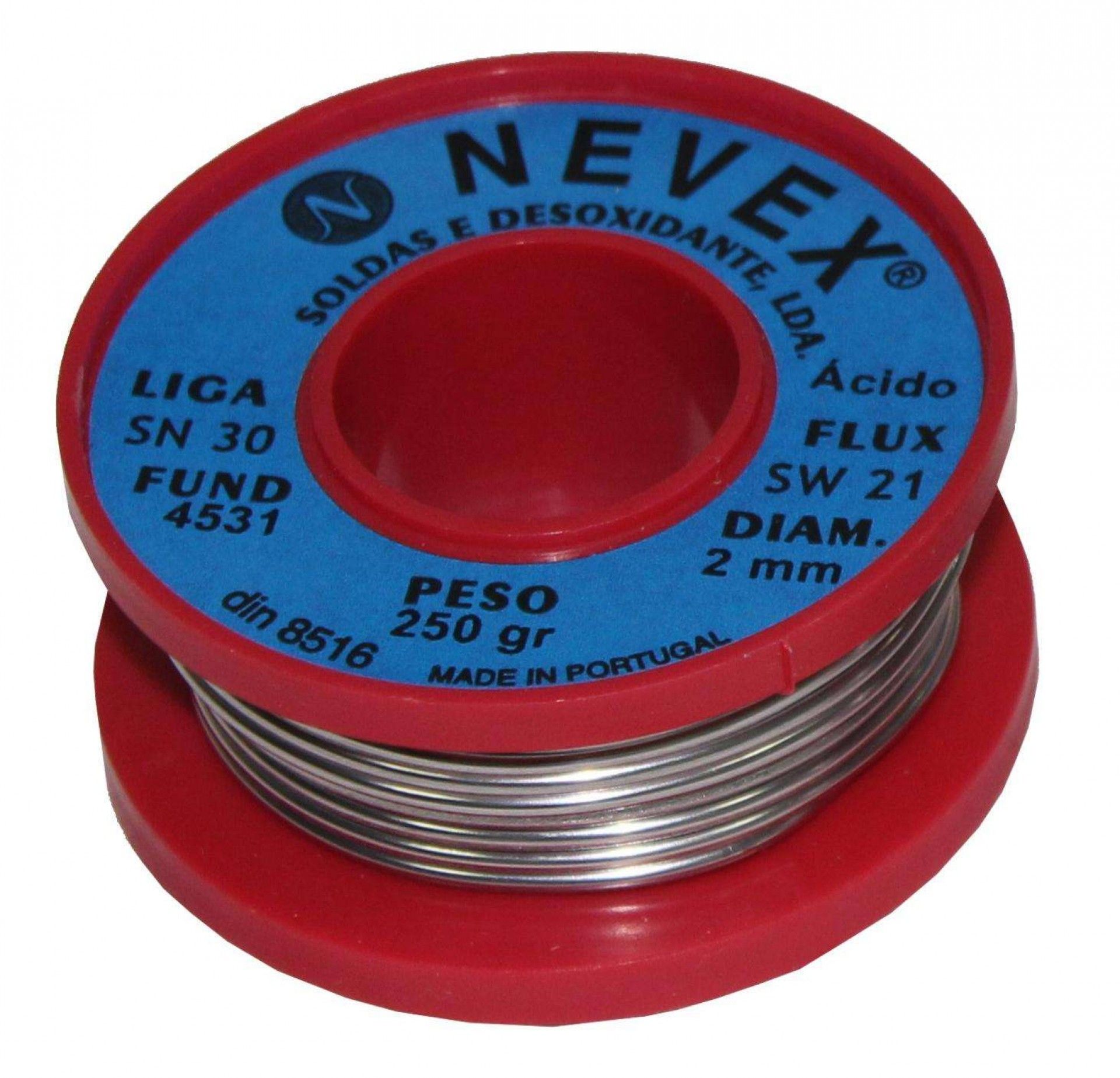 Solda » Estanho com Ácido, Ø2mm, 250g - NEVEX® refª 98066 MADER