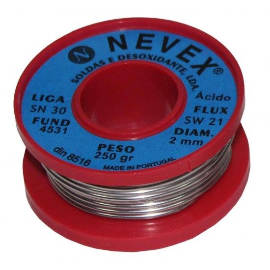 Solda  Estanho com cido, 2mm, 250g - NEVEX ref 98066 MADER