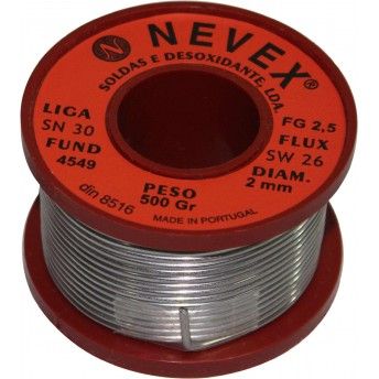 Solda  Estanho com Resina, 2mm, 500g - NEVEX ref 98069 MADER