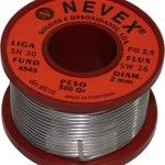 Solda  Estanho com Resina, 2mm, 500g - NEVEX ref 98069 MADER