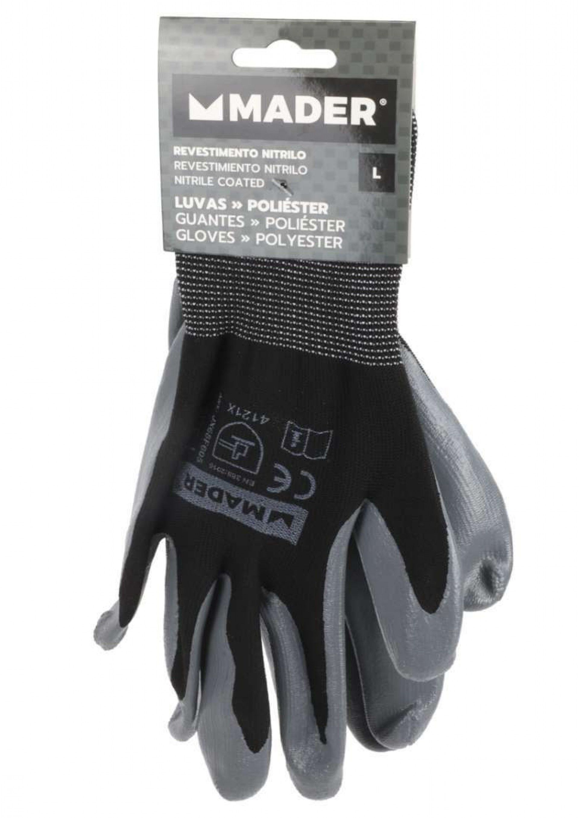 Luvas de Proteção, Poliéster + Nitrilo, L refª 96316 MADER