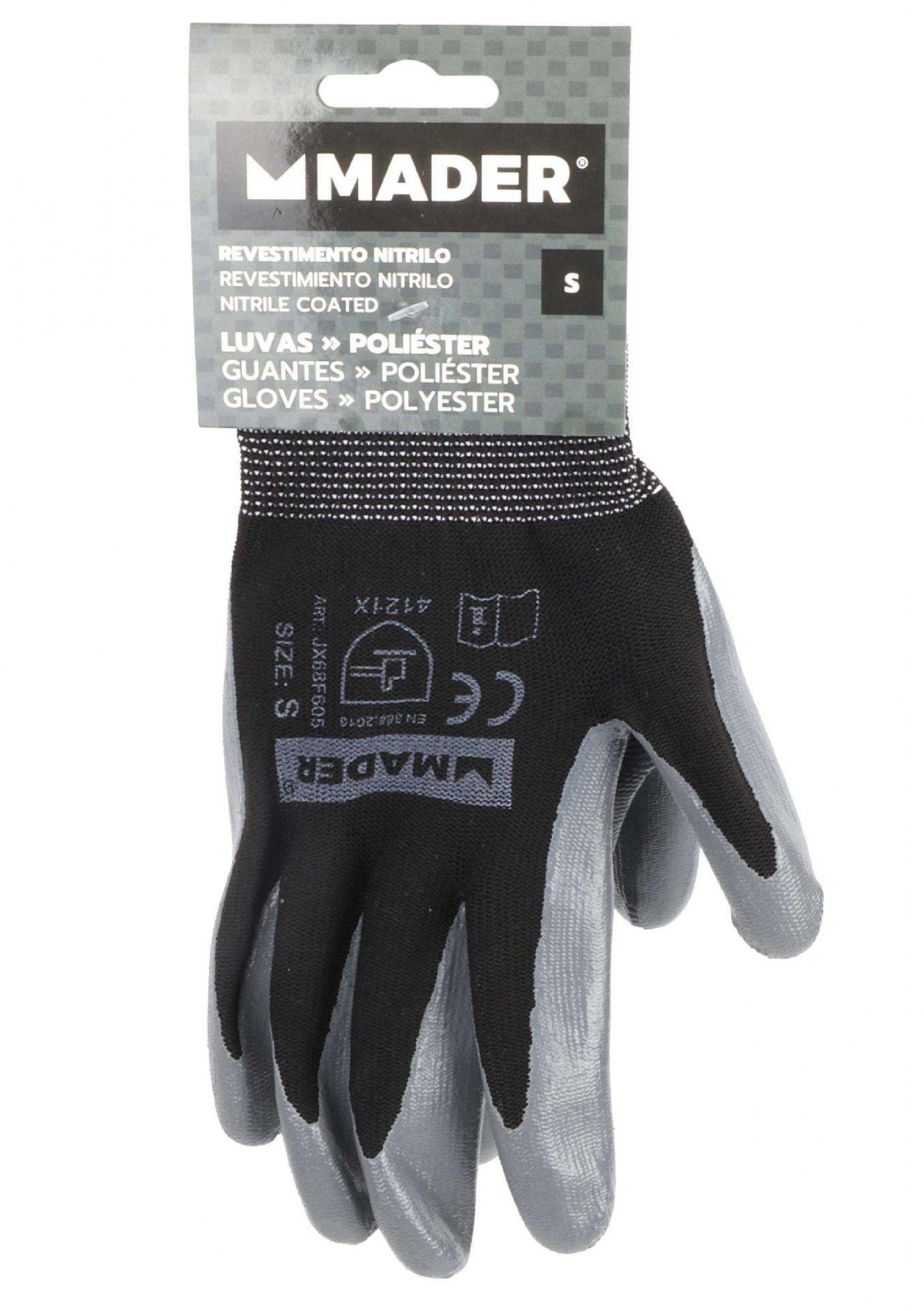 Luvas de Proteção, Poliéster + Nitrilo, S refª 96314 MADER