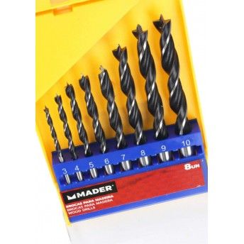 Jogo Brocas para Madeira, Aço Carbono, 8Un refª 95821 MADER Jogo Brocas para Madeira, Aço Carbono, 8Un refª 95821 MADER