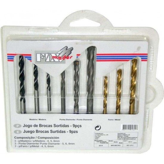 Jogo Brocas Sortidas, 9Un refª 95805 MADER Jogo Brocas Sortidas, 9Un refª 95805 MADER