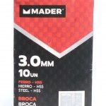 Broca HSS para Metais, 3x60mm refª 95104 MADER Broca HSS para Metais, 3x60mm refª 95104 MADER