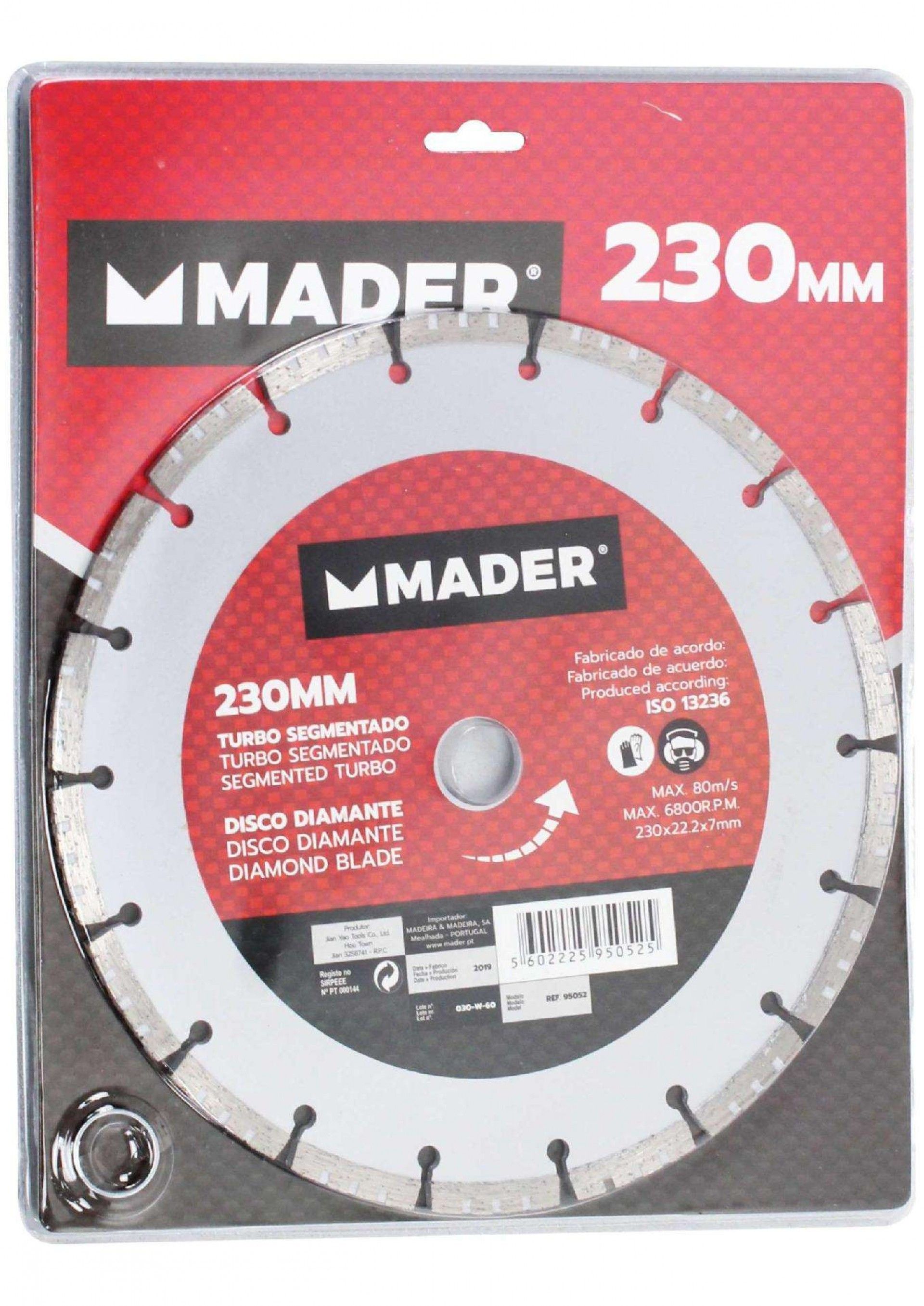 Disco Diamante Turbo, Segmentado, 230mm refª 95052 MADER