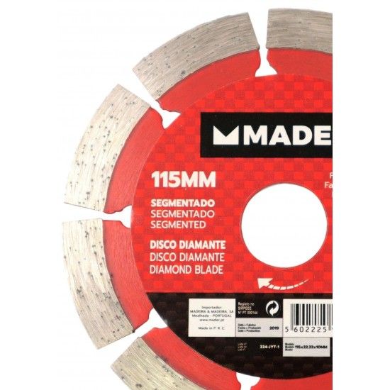 Disco Diamante, Segmentado, 115mm refª 95047 MADER Disco Diamante, Segmentado, 115mm refª 95047 MADER