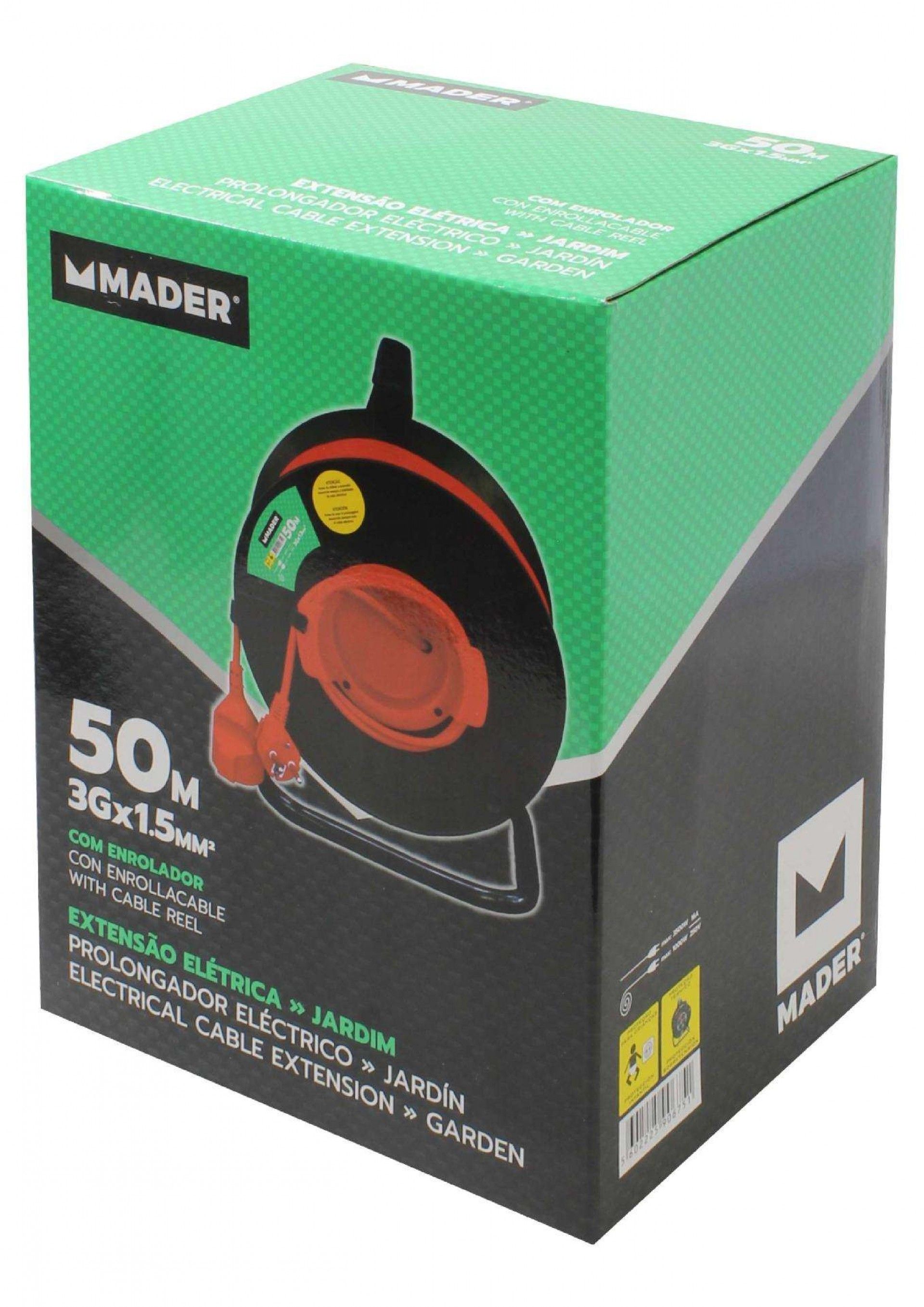 Extensão Elétrica, com Enrolador, 50m, Exterior refª 90675 MADER