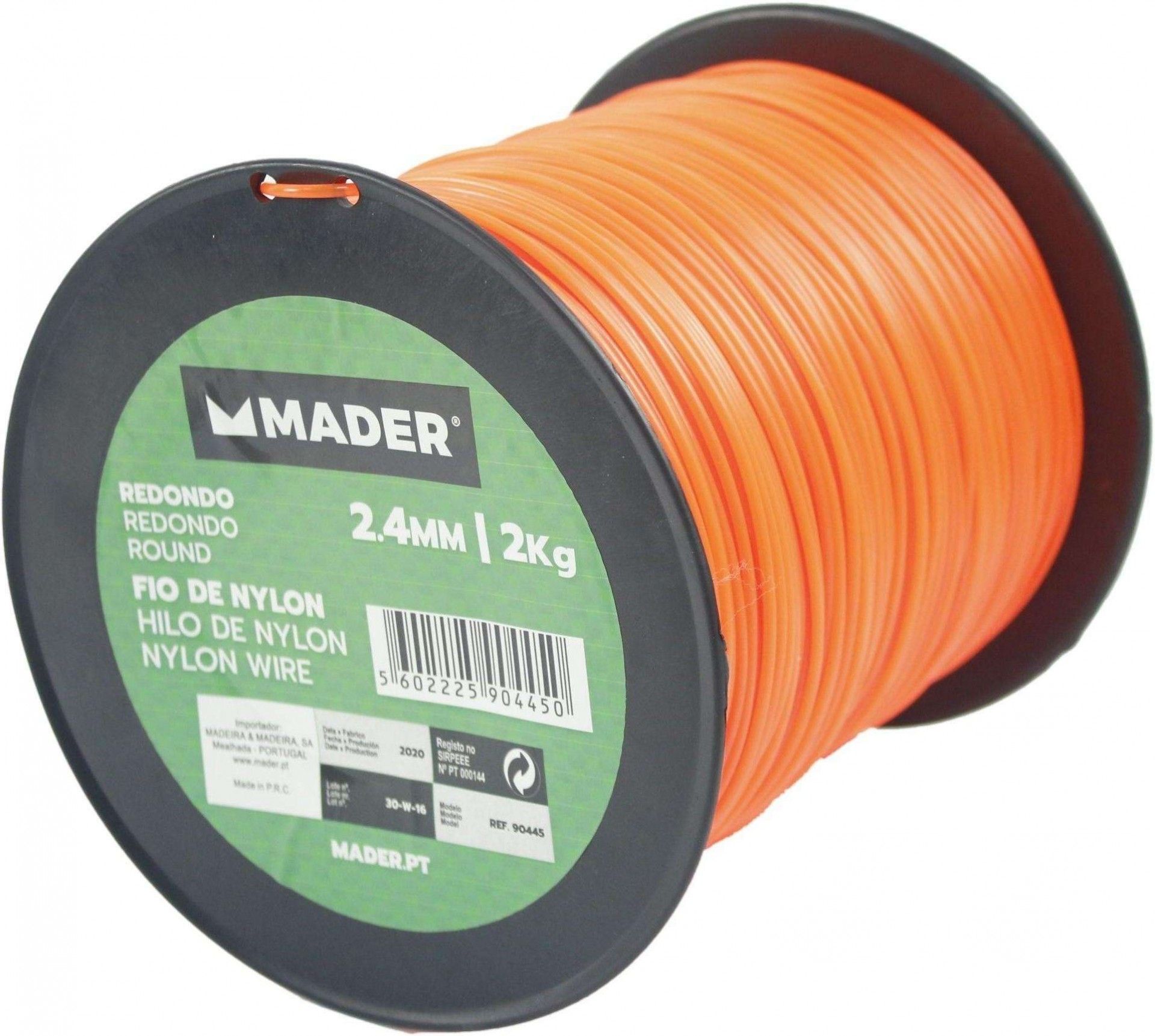 Fio de Nylon, Redondo, 2.4mm, 384m refª 90445 MADER