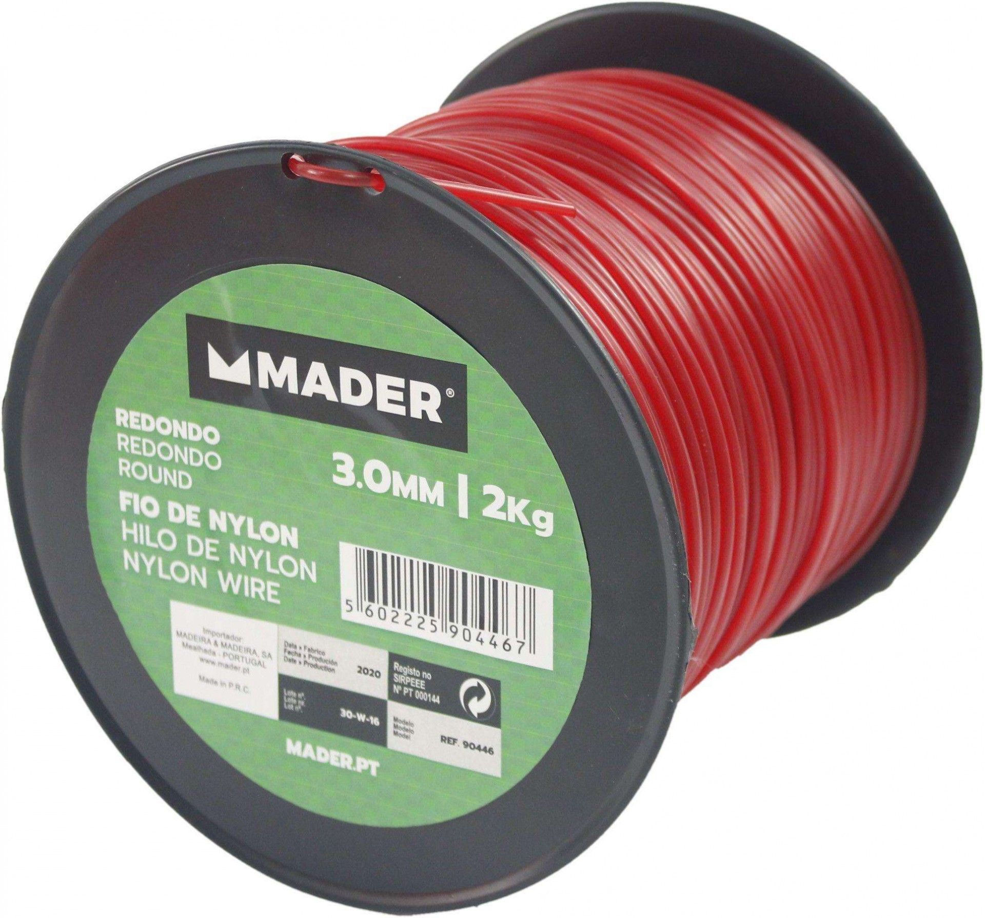 Fio de Nylon, Redondo, 3mm, 246m refª 90446 MADER