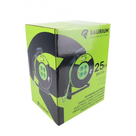Extenso Eltrica, Enrolador Metlico, 25m, 3G x 1,5mm  ref 89326 SAURIUM