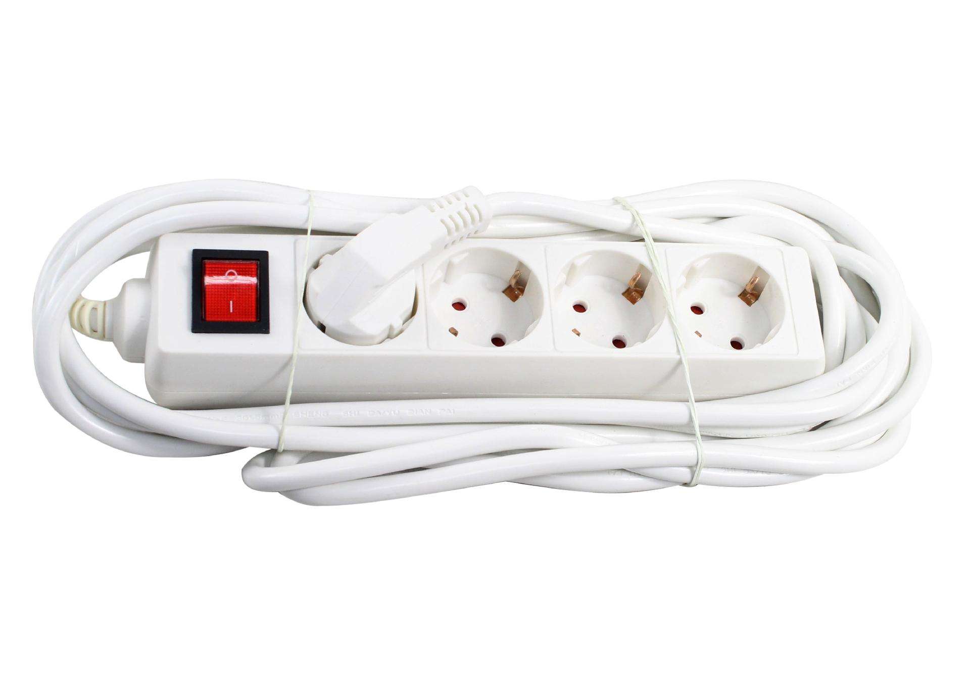 Extensão Elétrica, com Interruptor, 4 Tomadas, 5m, 3G x 1.5mm² refª 89313 MADER