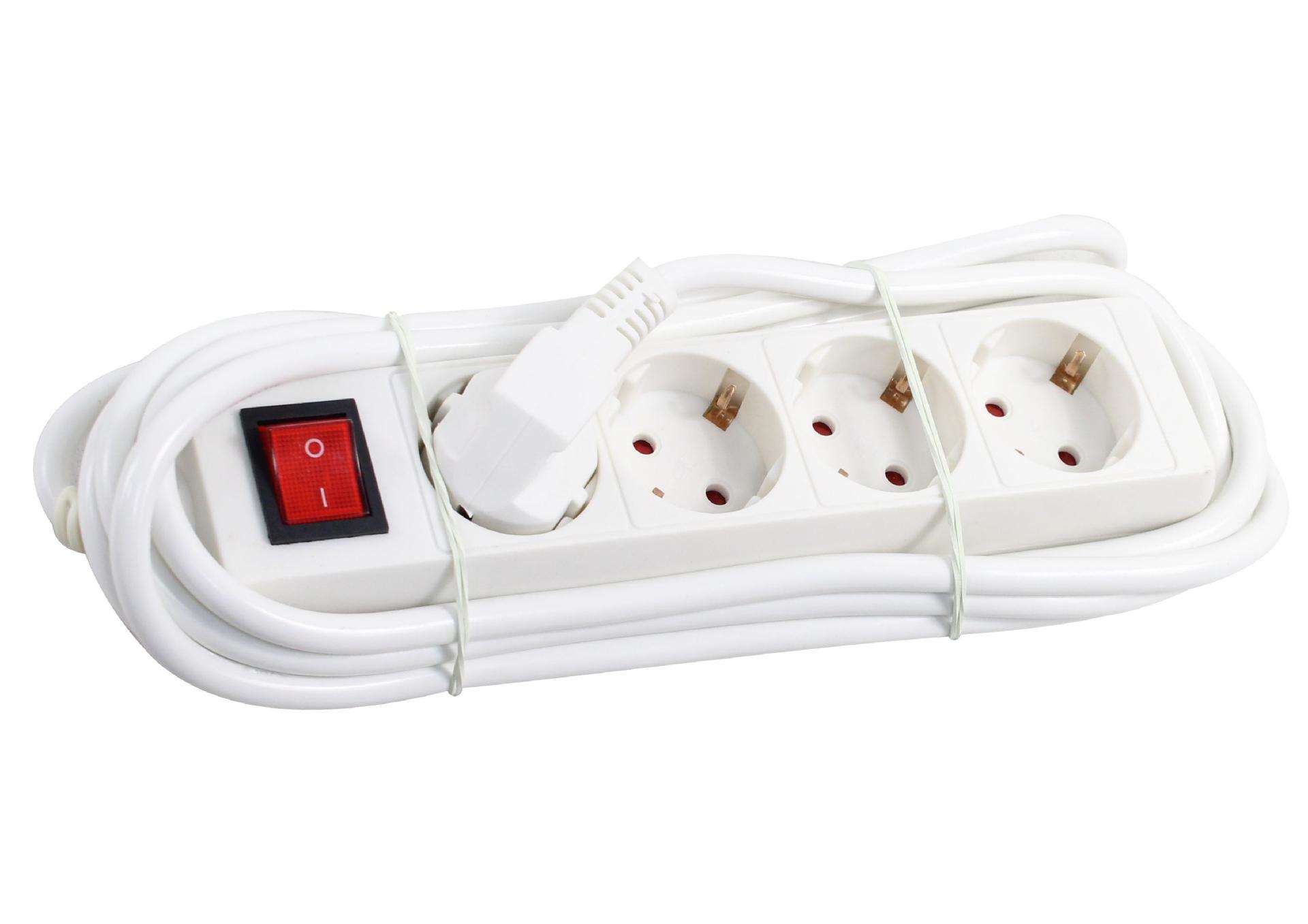 Extensão Elétrica, com Interruptor, 4 Tomadas, 3m, 3G x 1.5mm² refª 89312 MADER