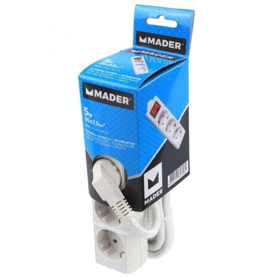 Extensão Eléctrica com Interrupotor, 5mx2.5mm2 refª 89308 MADER Extensão Eléctrica com Interrupotor, 5mx2.5mm2 refª 89308 MADER