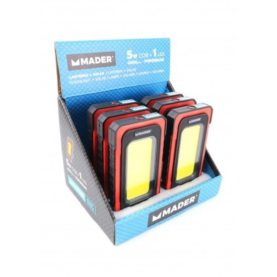 Lanterna Recarregvel, Solar, Powerbank,  5W COB + 1 LED, 4Ah ref 89283 MADER