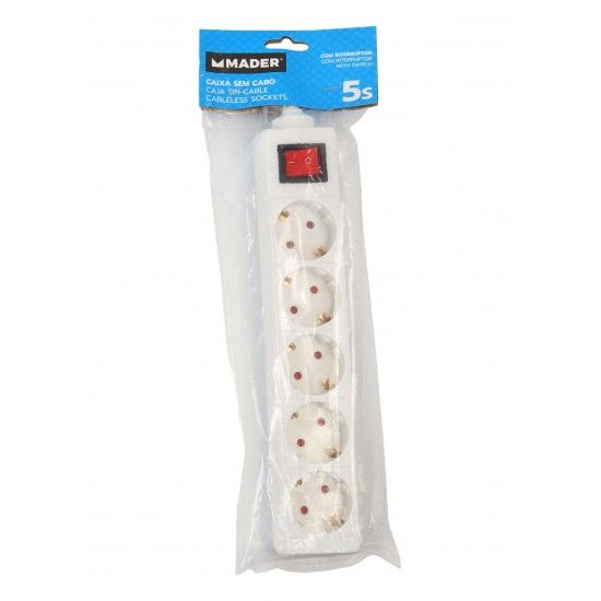 Caixa para Extenso Eltrica, sem Fio, 5 Tomadas ref. 89243 MADER