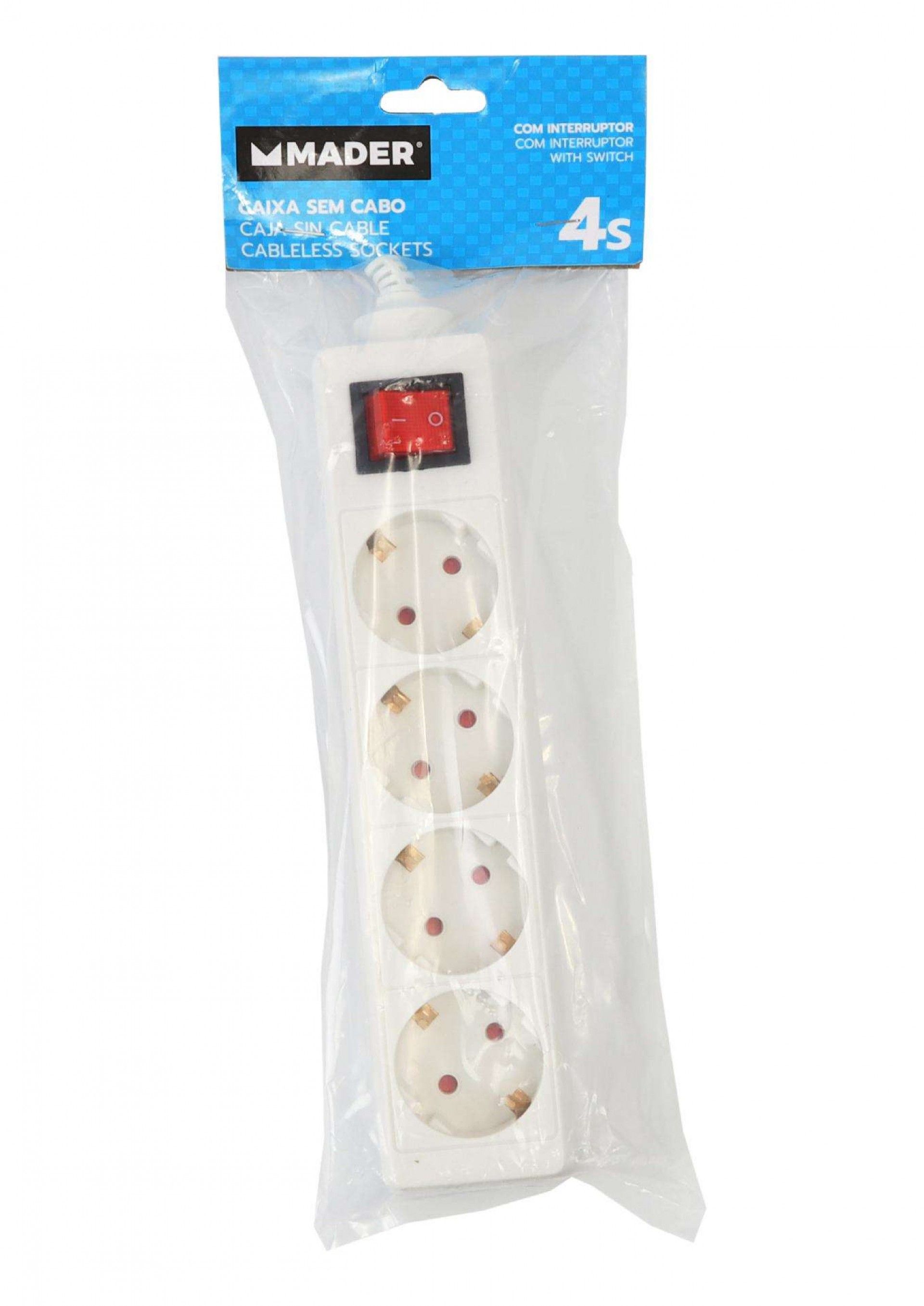 Caixa para Extensão Elétrica, sem Fio, 4 Tomadas ref. 89242 MADER