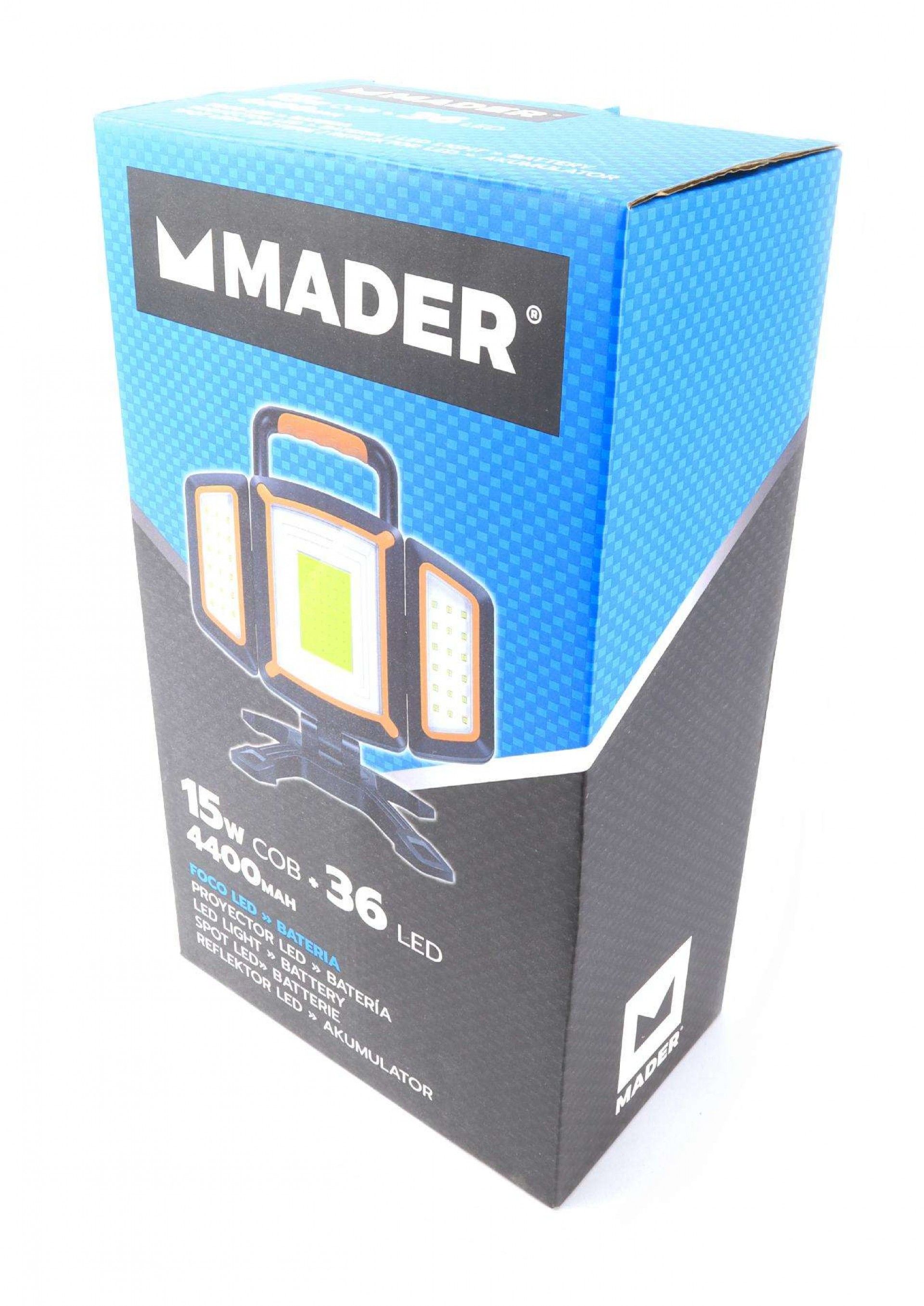 Foco LED com Bateria Recarregável, 15W + 36 LED, 4.4Ah refª 89194 MADER