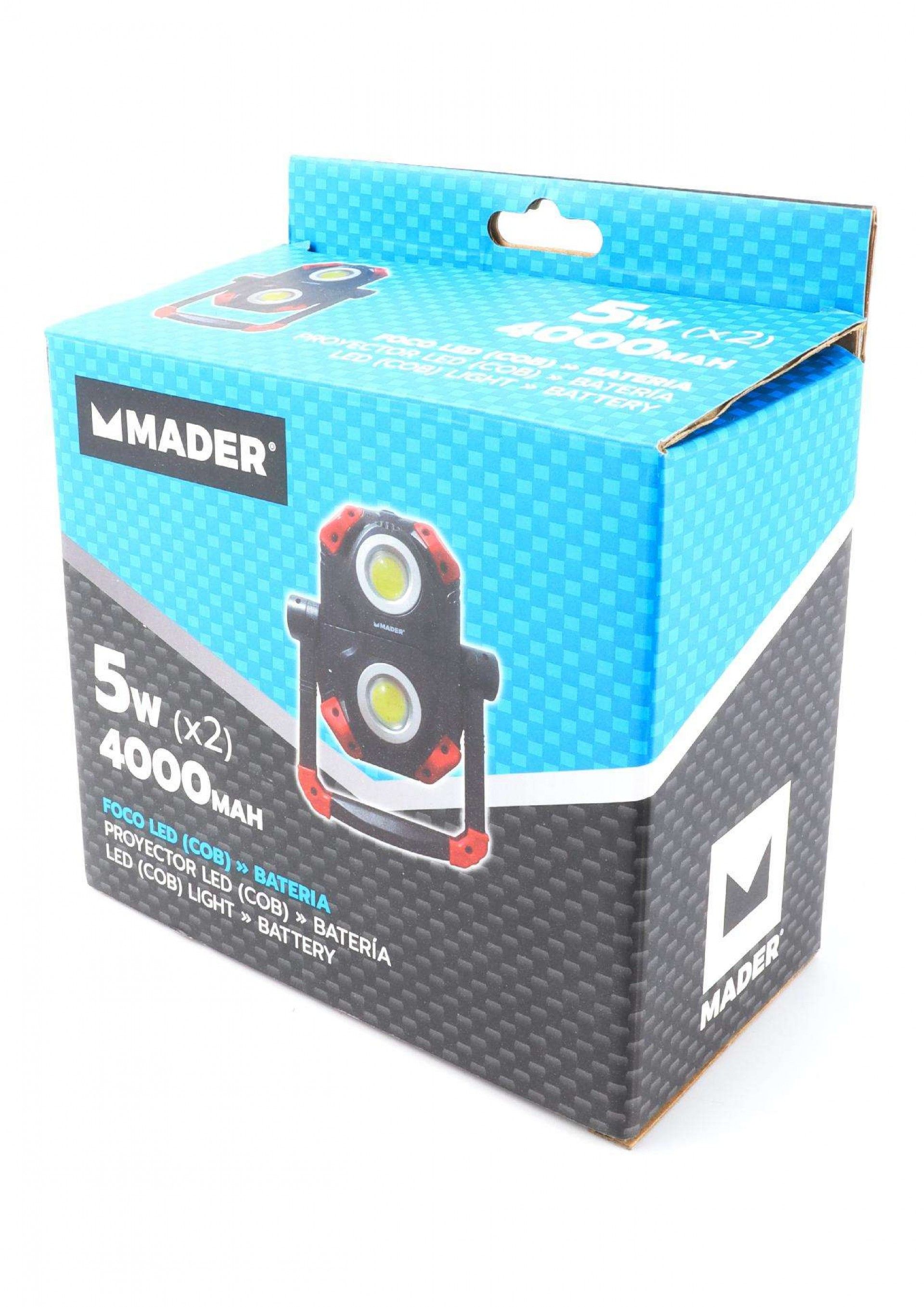 Foco LED com Bateria Recarregável, 5W + 5W (COB), 4Ah refª 89193 MADER