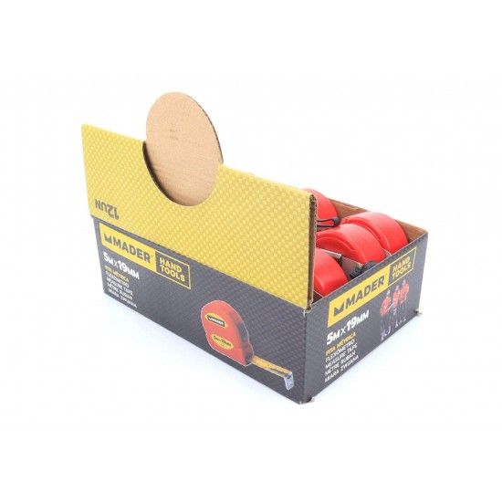 Fita Métrica, 19mm x 5m, Expositor 12 un refª 84609 MADER Fita Métrica, 19mm x 5m, Expositor 12 un refª 84609 MADER