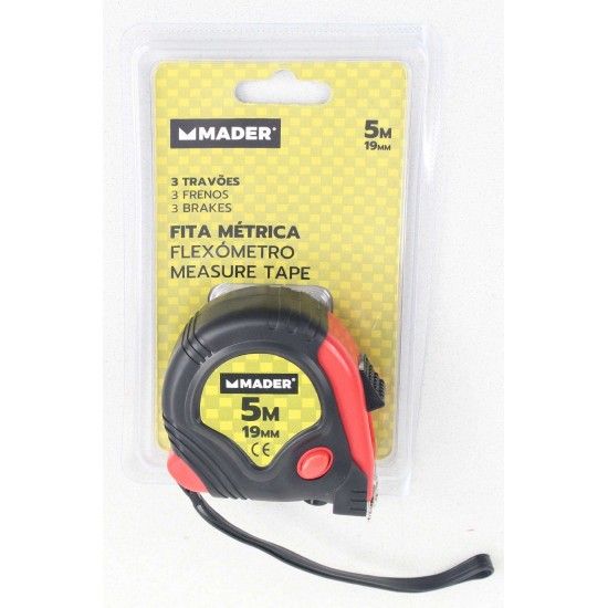 Fita Métrica, 5mx19mm, 3 Travões refª 84601 MADER Fita Métrica, 5mx19mm, 3 Travões refª 84601 MADER