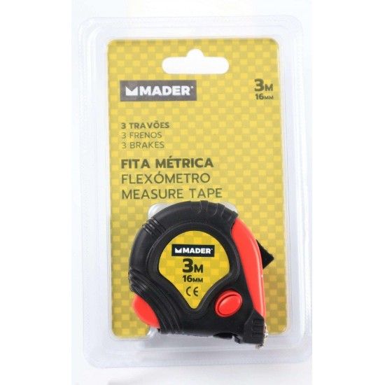 Fita Métrica, 3mx16mm, 3 Travões refª 84600 MADER Fita Métrica, 3mx16mm, 3 Travões refª 84600 MADER