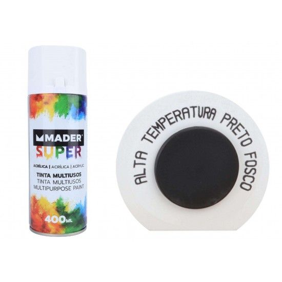Tinta Spray, 400mL, Preto  Alta Temperatura ref 79783 MADER