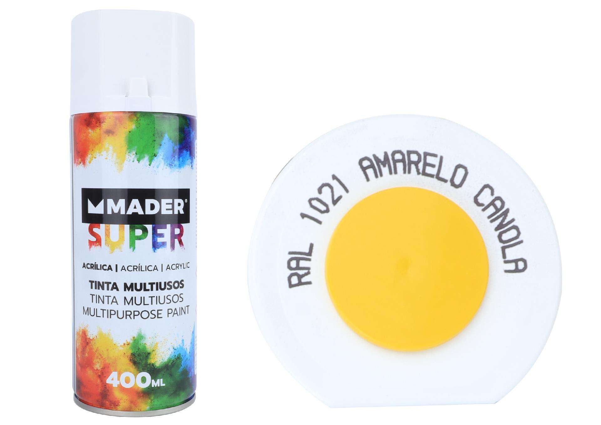 Tinta Spray, Acrílico, refª 1021, Amarelo Canola refª 79747 MADER