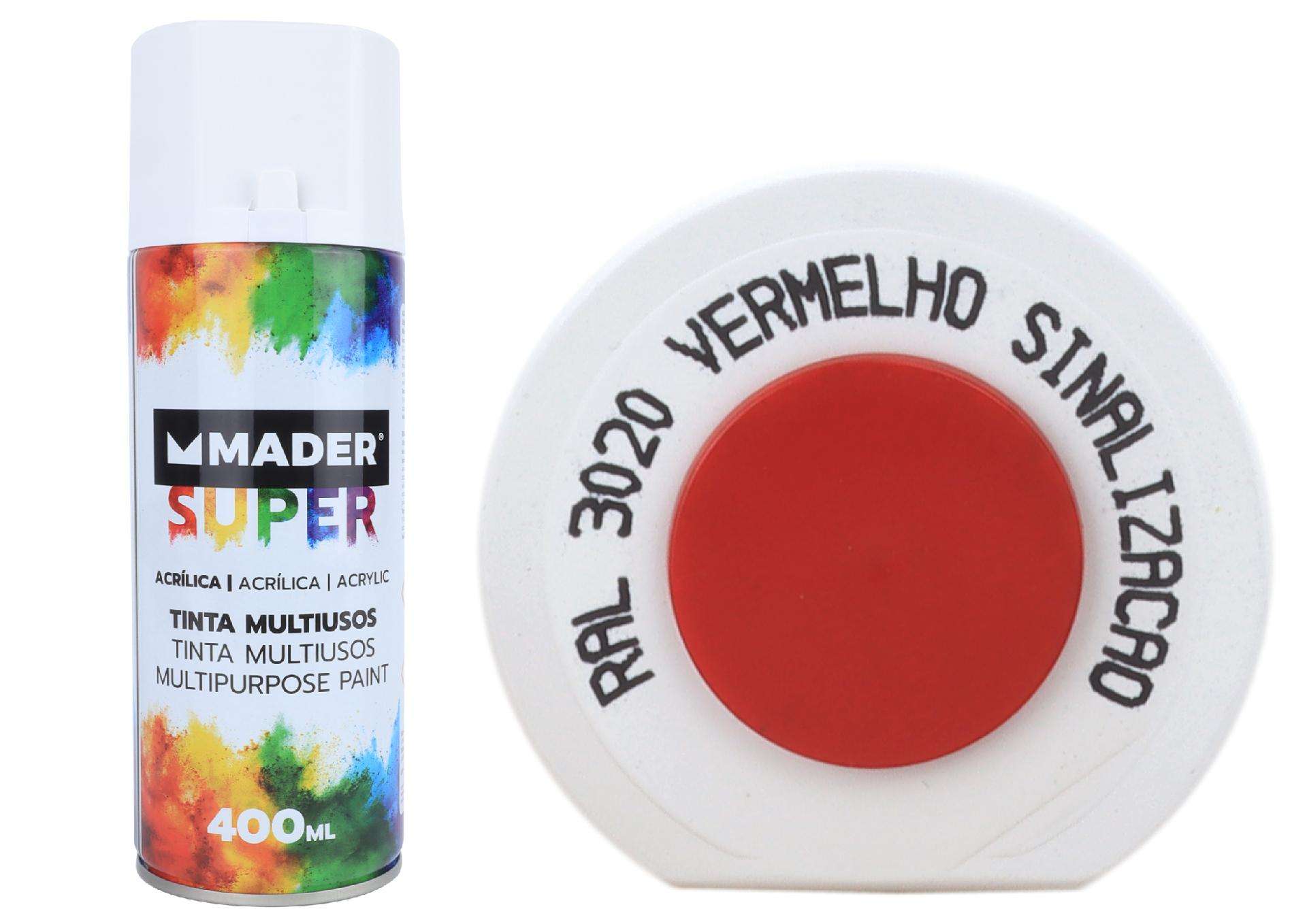 Tinta Spray, Acrílico, refª 3020, Vermelho Sinalização refª 79752 MADER