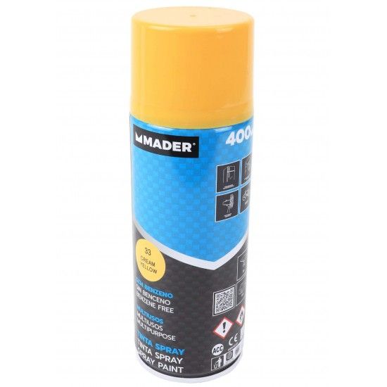 Tinta Spray Multiusos, Cream Yellow, ref 33, 400ml ref 79446 MADER