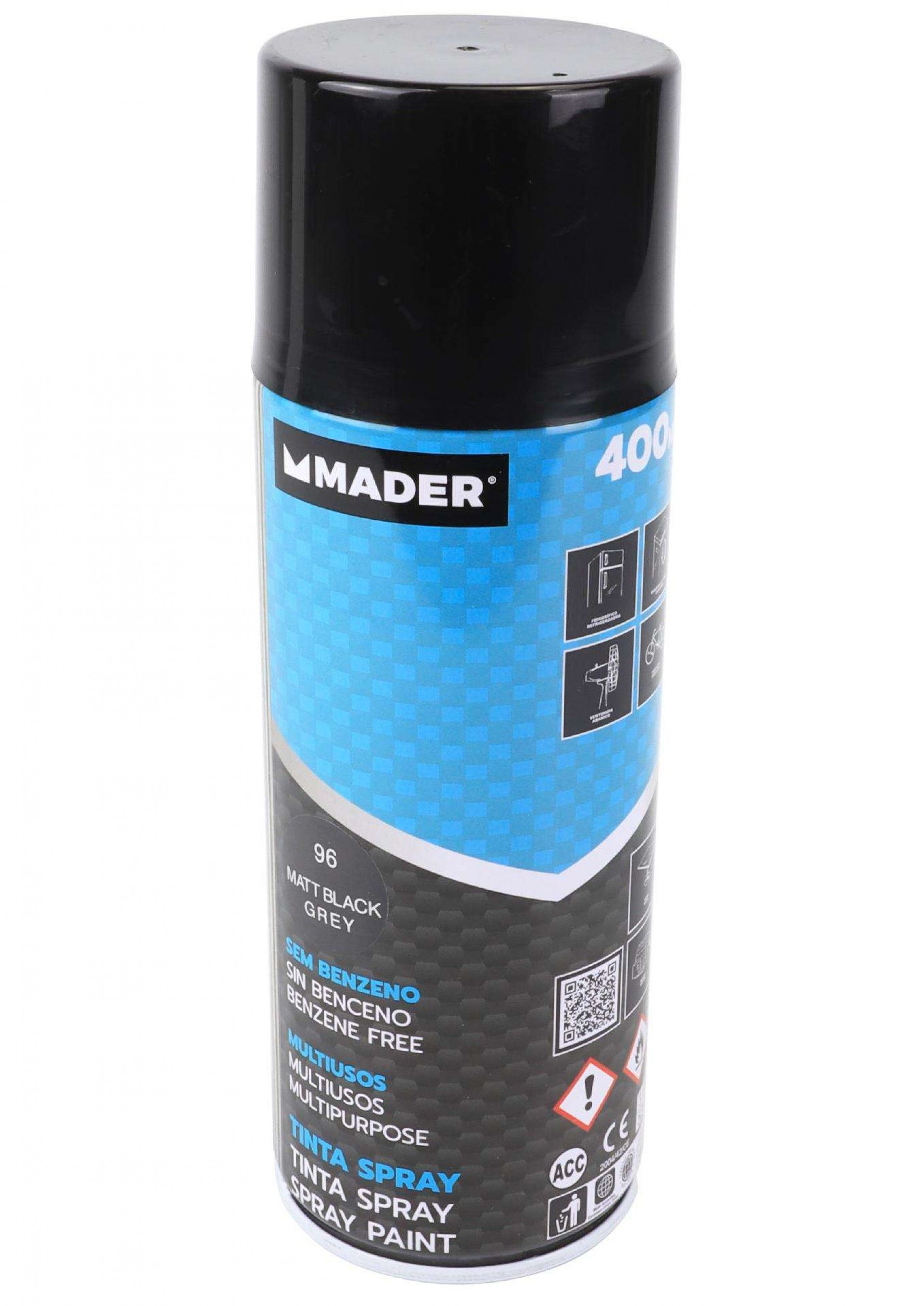 Tinta Spray Multiusos, Matt Black Grey, refª 96, 400ml refª 79448 MADER